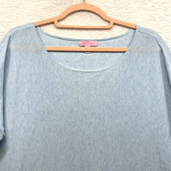 Lilly Pulitzer Sweater Womens Large Blue Elba Tassel Oversized Coolmax Pockets - Picture 4 of 10